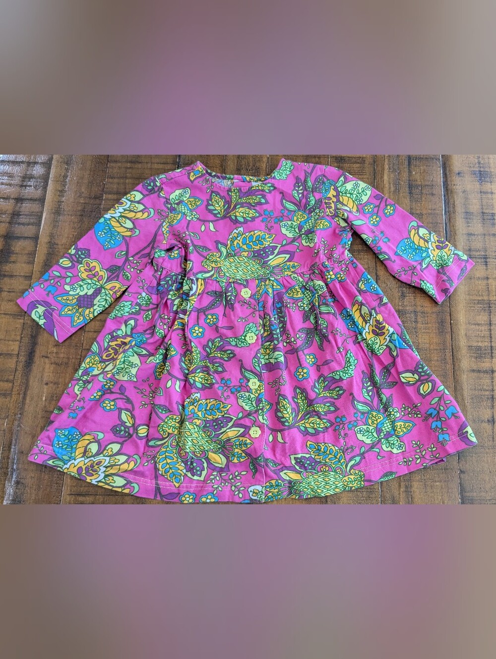 Hanna Andersson Pink Floral Long-Sleeve Dress, 3yrs, 90